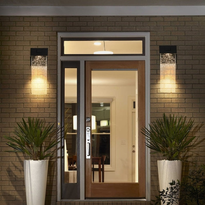 2-Pack Outdoor LED Wall Light, Waterproof Outdoor Crystal Wall Sconce-at Night with Light on-ErisView