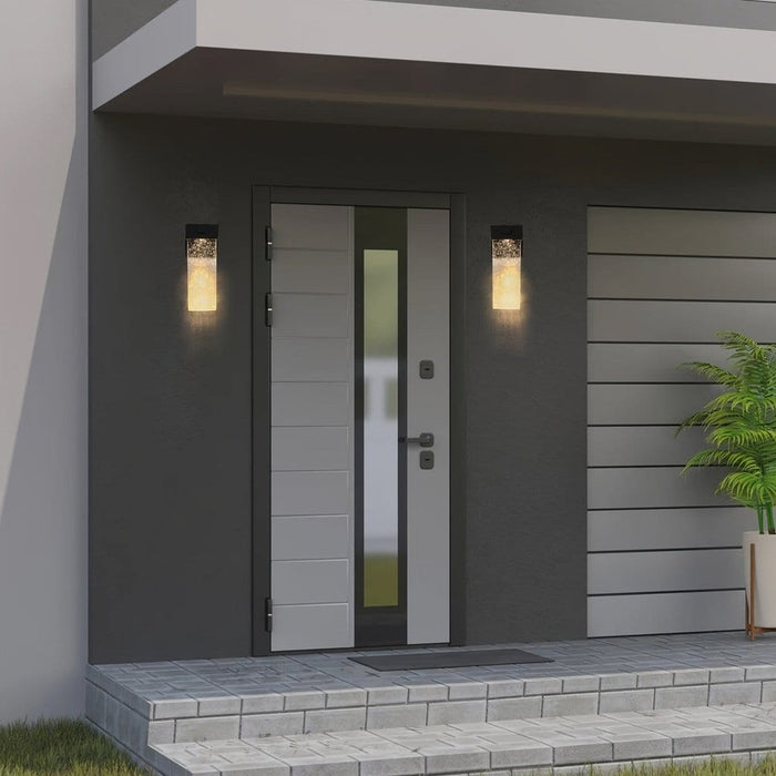2-Pack Outdoor LED Wall Light, Waterproof Outdoor Crystal Wall Sconce-during the day with light on-ErisView