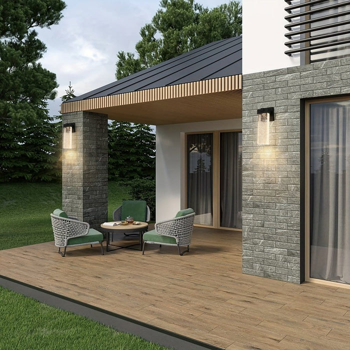 2-Pack Outdoor LED Wall Light, Waterproof Outdoor Crystal Wall Sconce-with Light On-ErisView