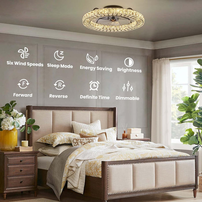 20 in. Black Remote Control Ceiling Fan and Light, Dimmable Semi Flush Mount Low Profile Ceiling Fan, Smart Invisible Reversible Modern Ceiling Fan