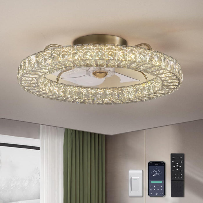 20 in. Black Remote Control Ceiling Fan and Light, Dimmable Semi Flush Mount Low Profile Ceiling Fan, Smart Invisible Reversible Modern Ceiling Fan