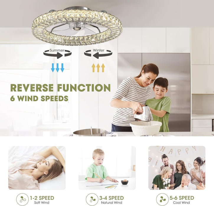 20 in. Black Remote Control Ceiling Fan and Light, Dimmable Semi Flush Mount Low Profile Ceiling Fan, Smart Invisible Reversible Modern Ceiling Fan