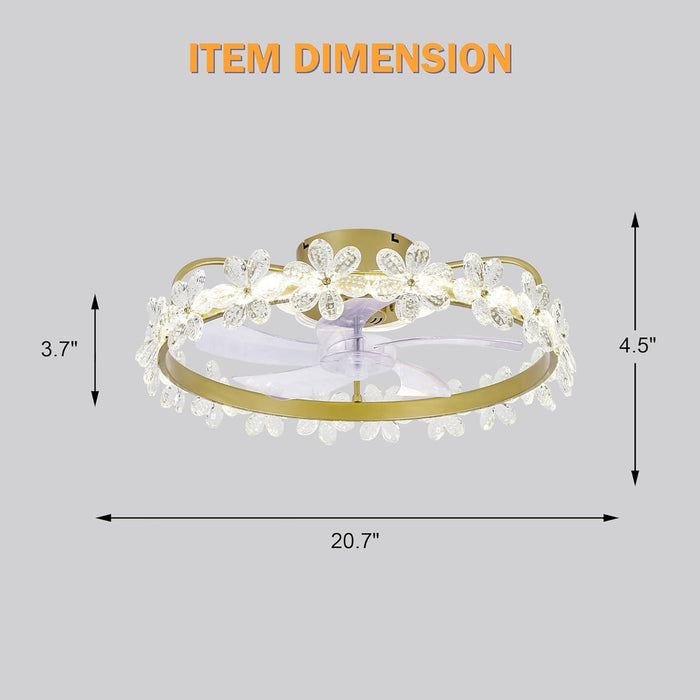 22 in. Dimmable Flush Mount Low Profile Ceiling Fan with APP Control for Kids Room, Small Fandelier Ceiling Fan with Light and Remote-6-ErisView