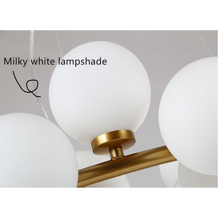 Modern LED Gold Glass Globe Chandelier Mid Century Pendant Lamp Ceiling Light