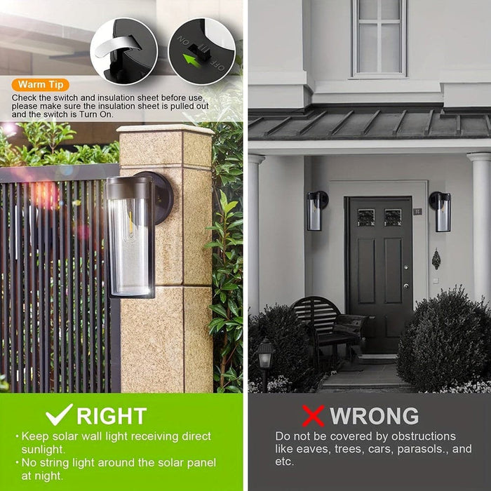 2/4/6-Pack Black LED Outdoor Solar Lights, Waterproof Solar Powered Light for Deck Wall Fence Yard Pillar Porch-ErisView