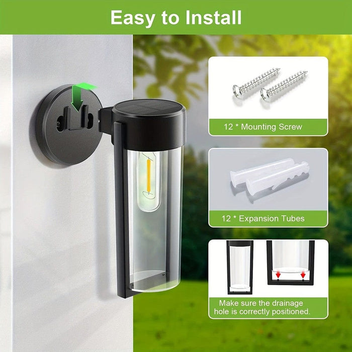 2/4/6-Pack Black LED Outdoor Solar Lights, Waterproof Solar Powered Light for Deck Wall Fence Yard Pillar Porch-ErisView