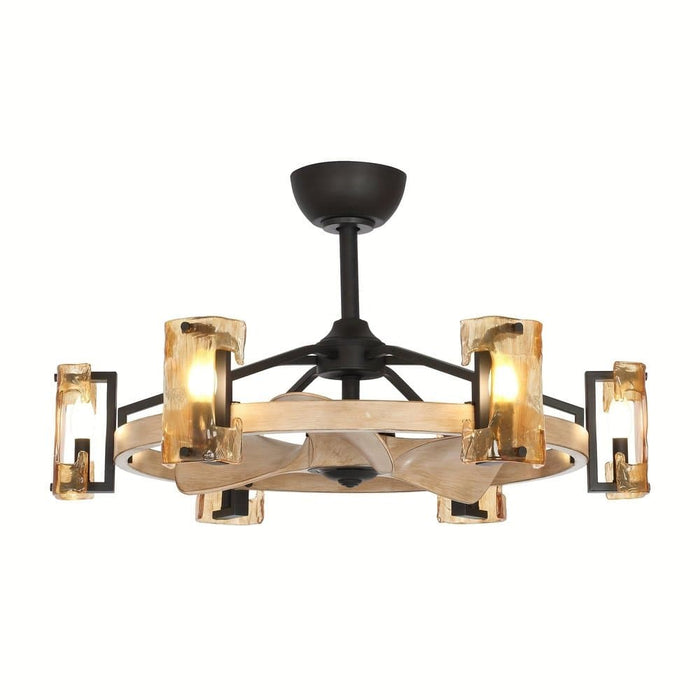 34 in. Wagon Wheel Shaped Farmhouse Ceiling Fan with Light Kit Remote Control, Reversible Blades ErisView