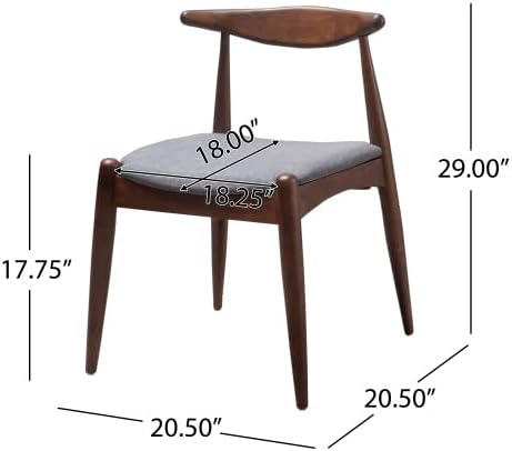 Dining Chairs Set of 2, Mid-Century Modern Kitchen & Dining Chairs,Curved Back and Textile Cushioned Seat, rubber Wood Living Room Side Chairs for Kitchen, Dining Room (Light gray+fabric)