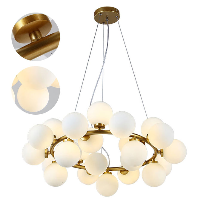 Modern LED Gold Glass Globe Chandelier Mid Century Pendant Lamp Ceiling Light