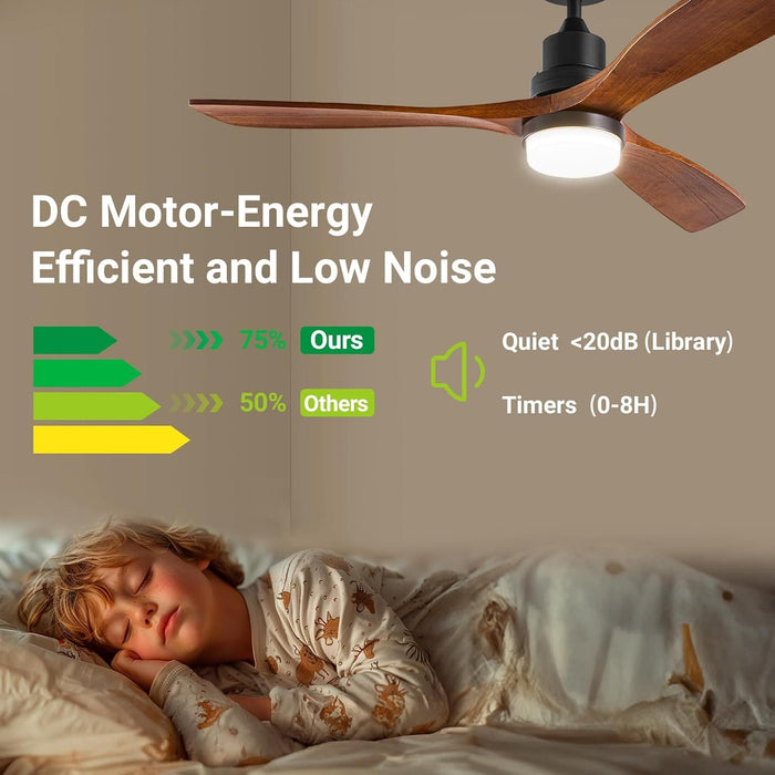 52 in. Ceiling Fan with Light and Remote APP Control, Modern Outdoor Wood Ceiling Fan, Quiet Ceiling Fans with Lights-5-ErisView
