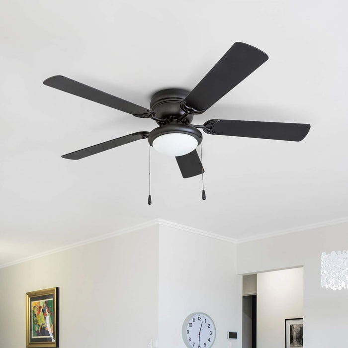 52 in. Matte Black Ceiling Fan with Bowl Light Kit, Home Ceiling Fan