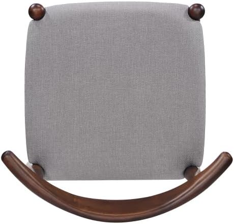 Dining Chairs Set of 2, Mid-Century Modern Kitchen & Dining Chairs,Curved Back and Textile Cushioned Seat, rubber Wood Living Room Side Chairs for Kitchen, Dining Room (Light gray+fabric)