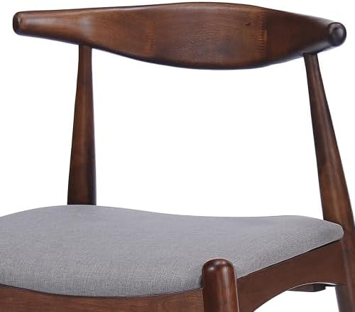 Dining Chairs Set of 2, Mid-Century Modern Kitchen & Dining Chairs,Curved Back and Textile Cushioned Seat, rubber Wood Living Room Side Chairs for Kitchen, Dining Room (Light gray+fabric)