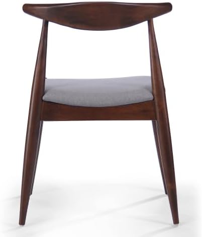 Dining Chairs Set of 2, Mid-Century Modern Kitchen & Dining Chairs,Curved Back and Textile Cushioned Seat, rubber Wood Living Room Side Chairs for Kitchen, Dining Room (Light gray+fabric)