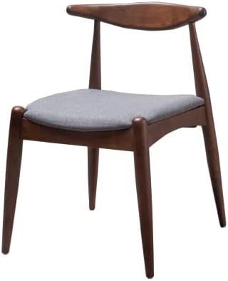 Dining Chairs Set of 2, Mid-Century Modern Kitchen & Dining Chairs,Curved Back and Textile Cushioned Seat, rubber Wood Living Room Side Chairs for Kitchen, Dining Room (Light gray+fabric)