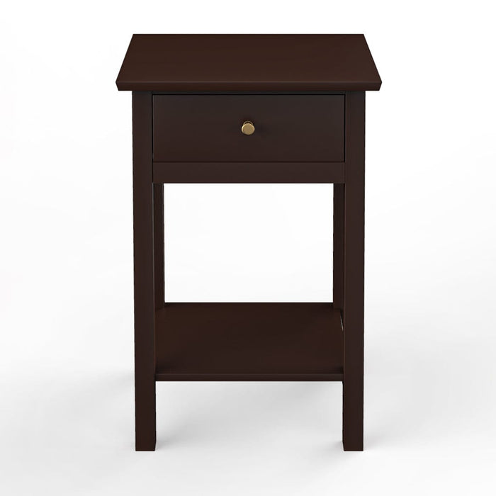 Black End Side Table with Storage Drawer Shelf-FrontView-ErisView