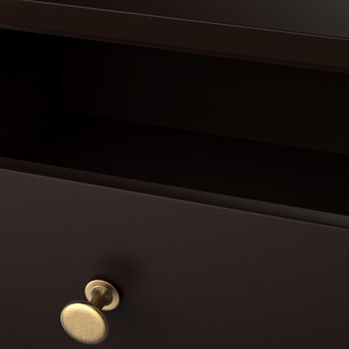 Black End Side Table with Storage Drawer Shelf-Handle Detail-ErisView