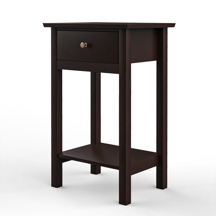 Black End Side Table with Storage Drawer Shelf-SideView-ErisView
