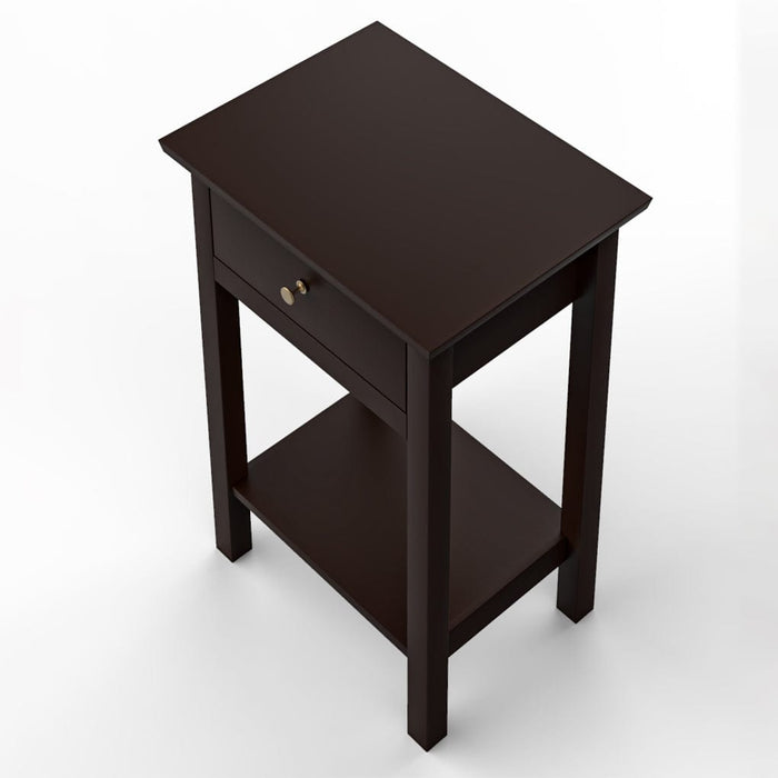 Black End Side Table with Storage Drawer Shelf-TopView-ErisView