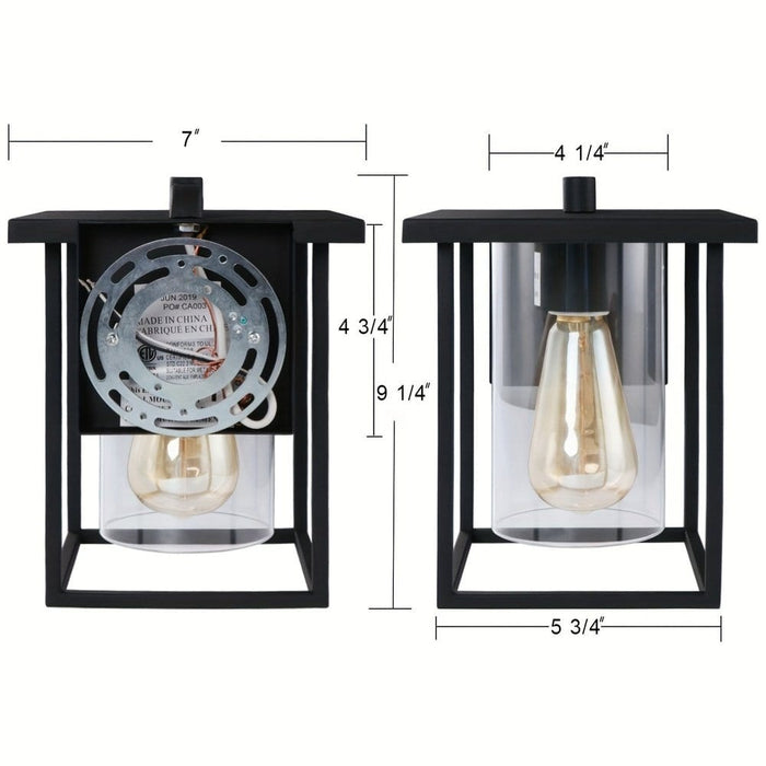 Black Outdoor Wall Light, Waterproof Modern Exterior Light Fixture Wall Sconce with Clear Glass Shade for Front Porch Patio Deck Garage ErisView