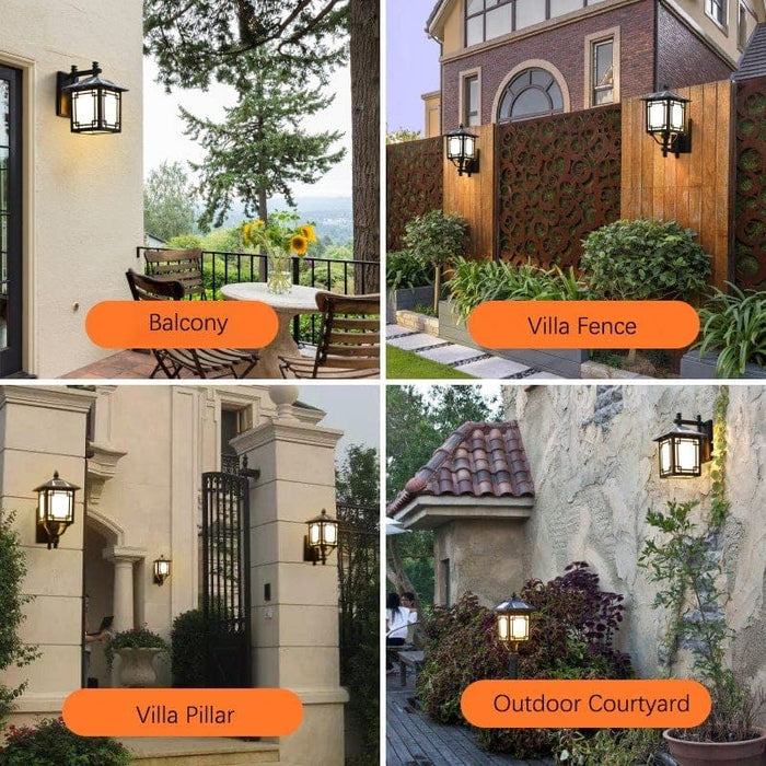 Classic Retro Pavilion Outdoor Wall Lights with Aluminum Metal Structure Transparent Glass Shade, Weather-Resistant Lanterns for Porch, Garage, Entrance-ErisView-7
