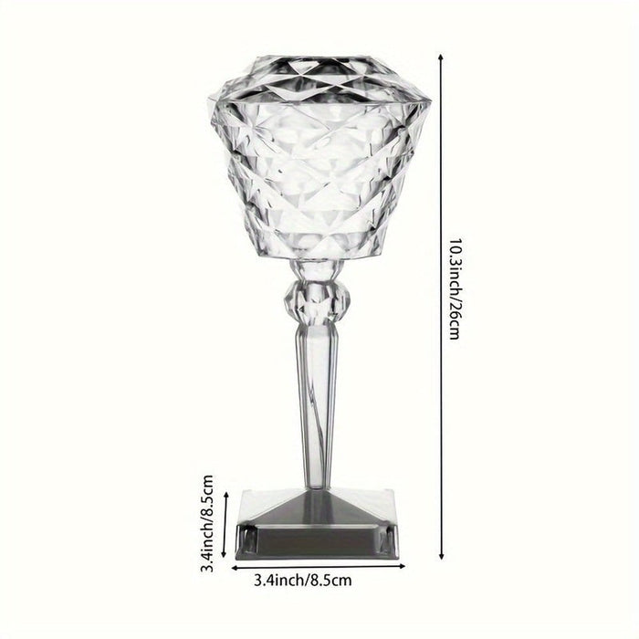 Diamond Shaped Crystal Rose Table Lamp, Touch Remote Control Desk Lamp for Living Room-Dimension ErisView
