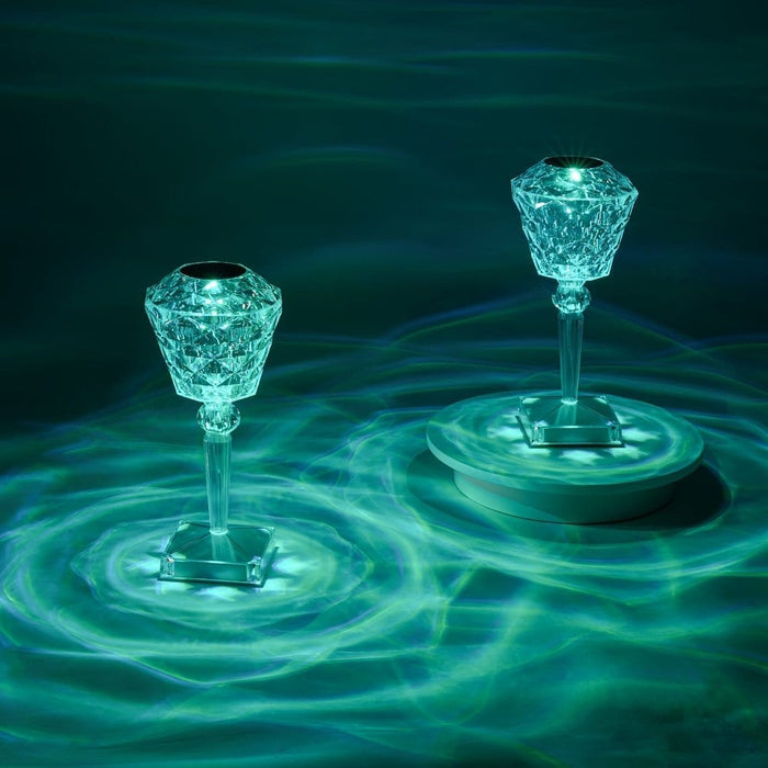 Diamond Shaped Crystal Rose Table Lamp, Touch Remote Control Desk Lamp for Living Room Green Light ErisView