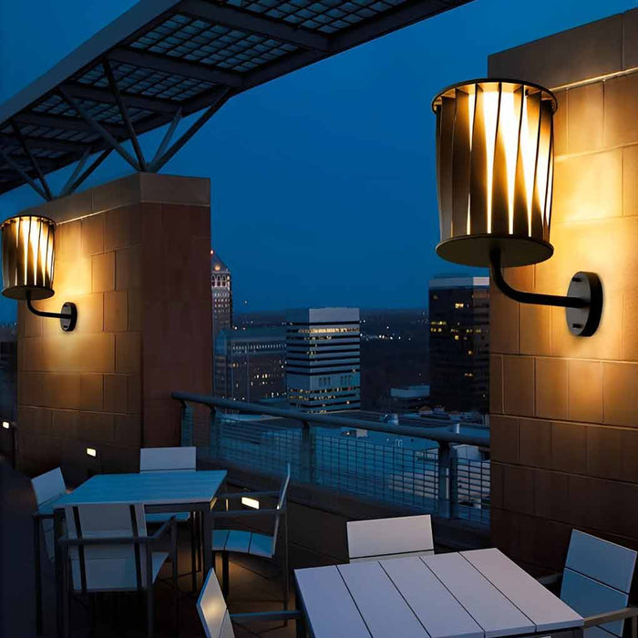 Durable Aluminum Outdoor Wall Lamp with Unique Twisted Metal Shade, Rust-Resistant, Waterproof, and Long-Lasting for Artistic Light and Shadow Effects-ErisView-6