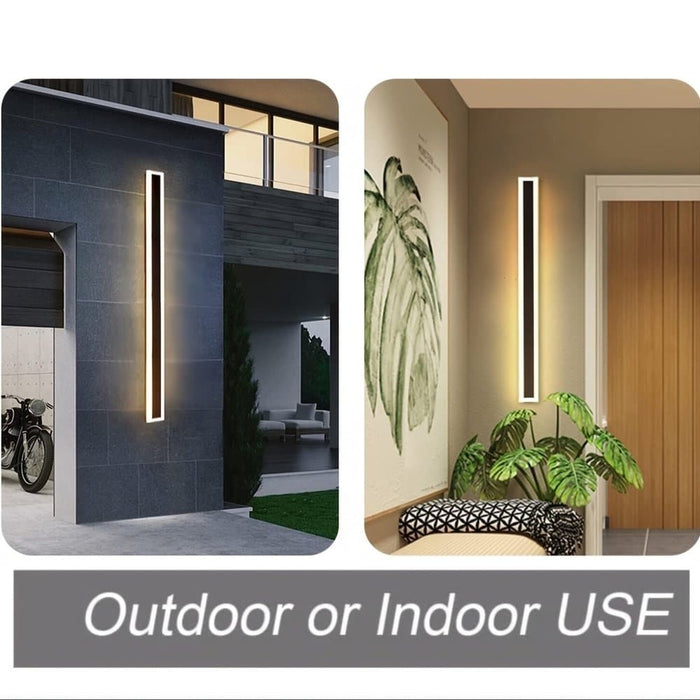 Indoor Outdoor Long Wall Light, Modern Black LED Wall Lamp, Waterproof Outdoor Strip Sconces Wall Lighting, Morden Exterior Wall Mount Light Fixture ErisView