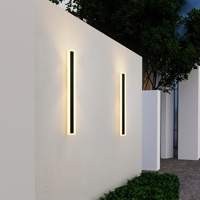 Indoor Outdoor Long Wall Light, Modern Black LED Wall Lamp, Waterproof Outdoor Strip Sconces Wall Lighting, Morden Exterior Wall Mount Light Fixture ErisView