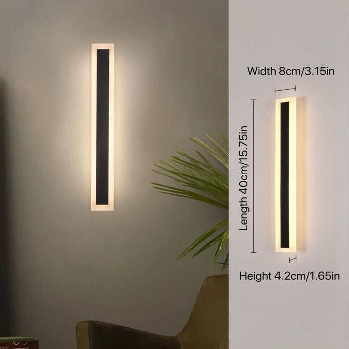 Indoor Outdoor Long Wall Light, Modern Black LED Wall Lamp, Waterproof Outdoor Strip Sconces Wall Lighting, Morden Exterior Wall Mount Light Fixture ErisView