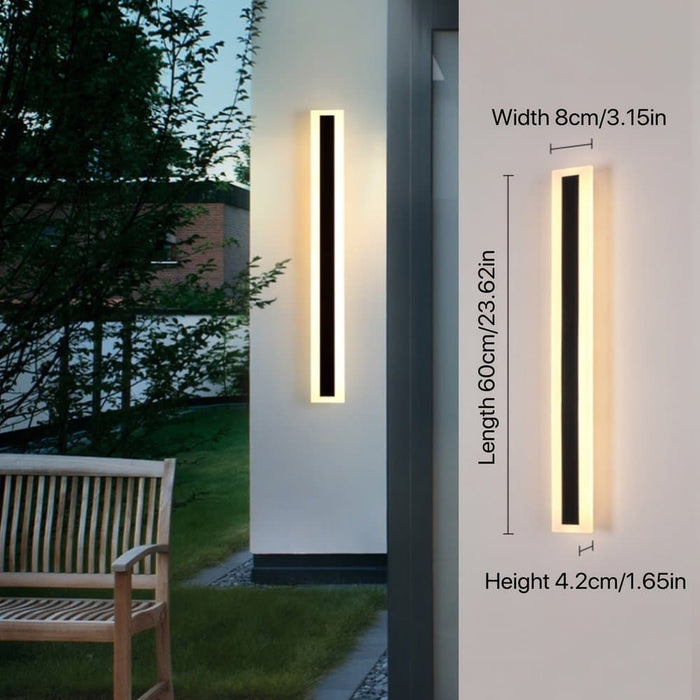Indoor Outdoor Long Wall Light, Modern Black LED Wall Lamp, Waterproof Outdoor Strip Sconces Wall Lighting, Morden Exterior Wall Mount Light Fixture ErisView