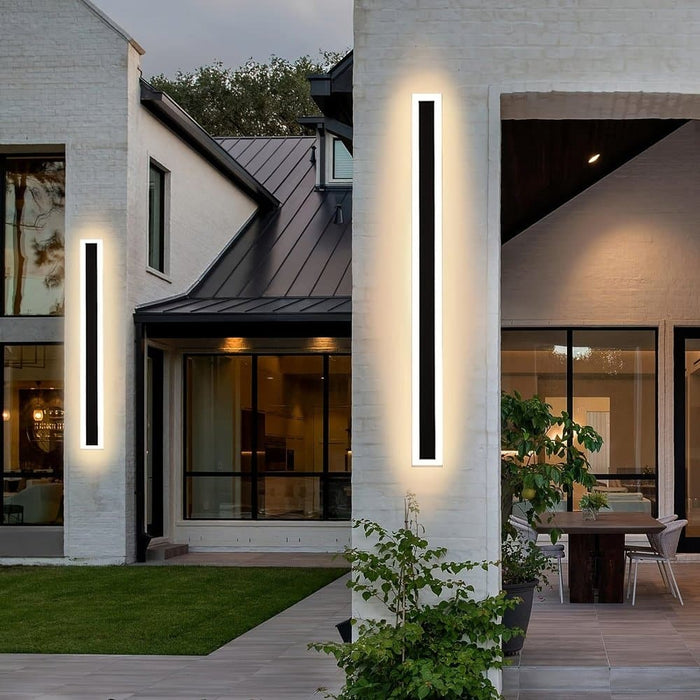Indoor Outdoor Long Wall Light, Modern Black LED Wall Lamp, Waterproof Outdoor Strip Sconces Wall Lighting, Morden Exterior Wall Mount Light Fixture ErisView