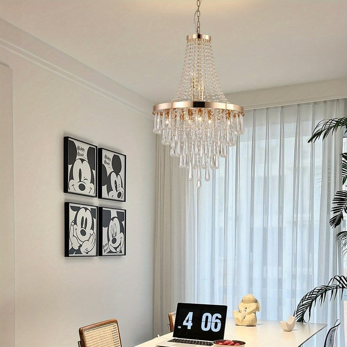 Luxury Empire Rose Gold Crystal Chandelier for Dining Room-ErisView