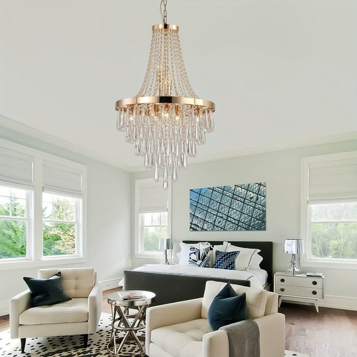 Luxury Empire Rose Gold Crystal Chandelier for Living Room-ErisView