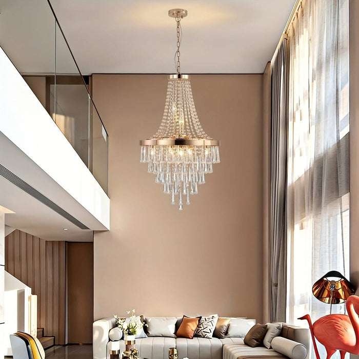 Luxury Empire Rose Gold Crystal Chandelier for Living Room-ErsisView