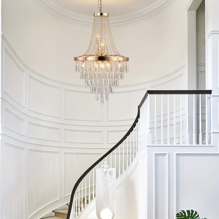 Luxury Empire Rose Gold Crystal Chandelier for Staircase-ErisView