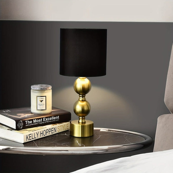 Luxury Gold Table Lamp Nightstand with Brass Globe Ball Base, Mid Century Modern Desk Lamp with Black Shade for Bedroom Living Room-Bedside-ErisView