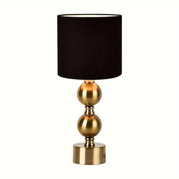 Luxury Gold Table Lamp Nightstand with Brass Globe Ball Base, Mid Century Modern Desk Lamp with Black Shade for Bedroom Living Room-ErisView
