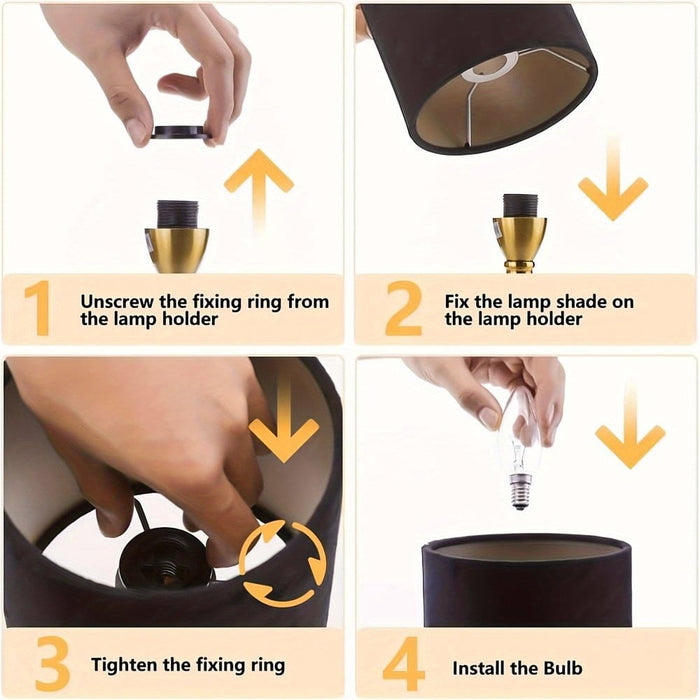 Luxury Gold Table Lamp Nightstand with Brass Globe Ball Base, Mid Century Modern Desk Lamp with Black Shade for Bedroom Living Room-Installation-ErisView