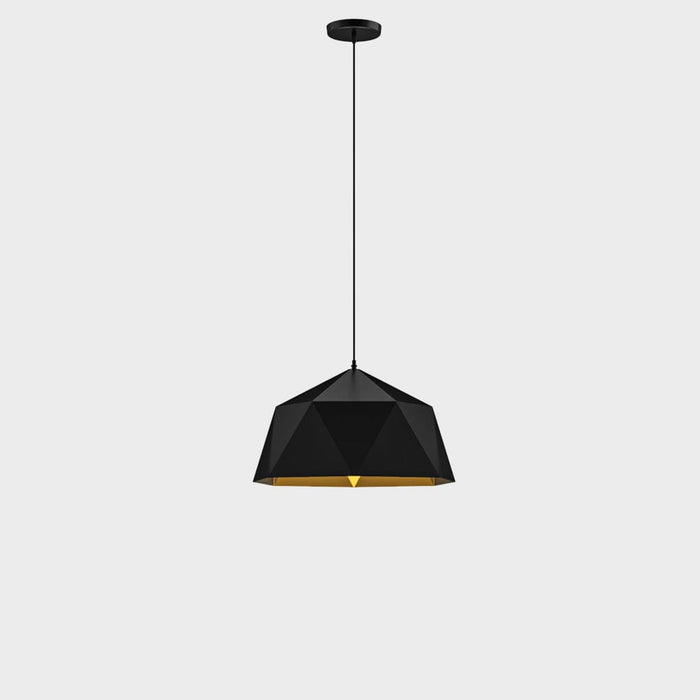 Minimalist Diamond Faceted Shade Single Pendant Light-Black-ErisView