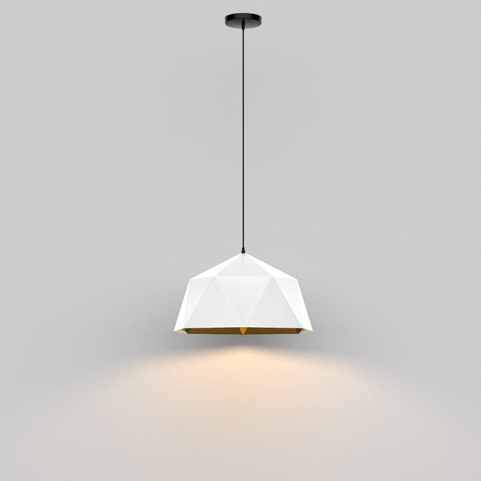 Minimalist Diamond Faceted Shade Single Pendant Light-White Shade-with Light On-ErisView