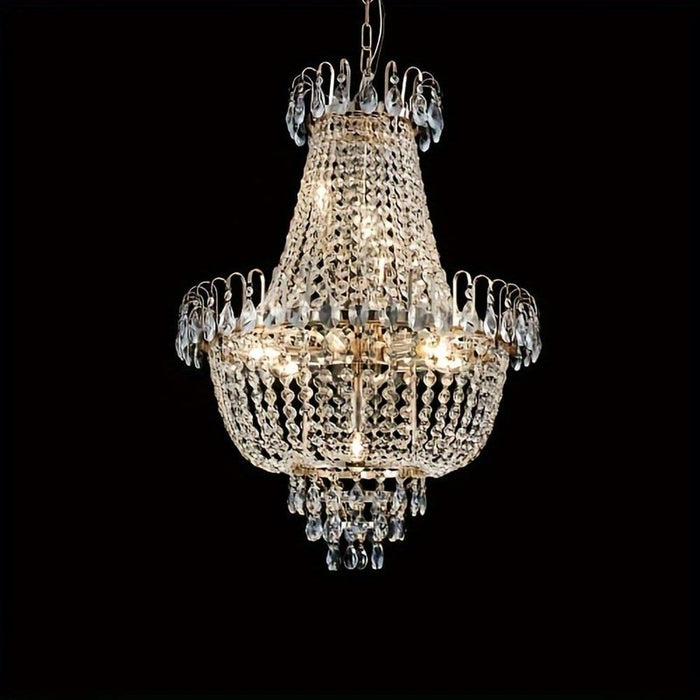 Modern Crystal Chandelier, 4-Light Empire Hanging Ceiling Light Fixture-ErisView