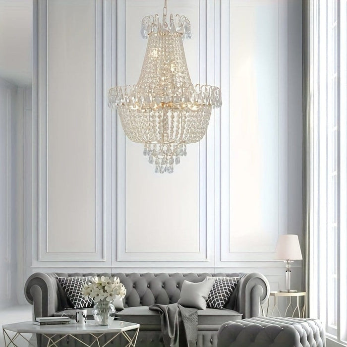 Modern Crystal Chandelier, 4-Light Empire Hanging Ceiling Light Fixture-Living Room-ErisView