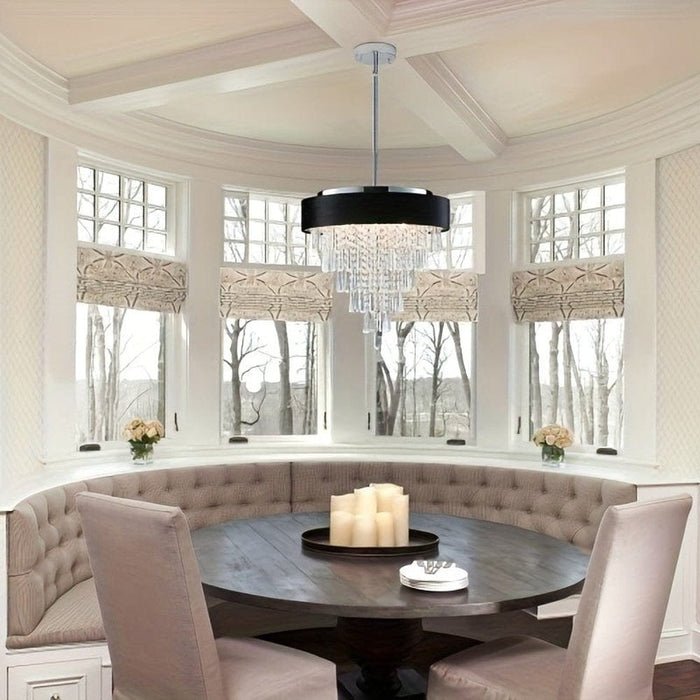 Modern Crystal Chandelier for Living Room, Round Luxury Crystal Chandelier, Tiered Crystal Chandelier-ErisView