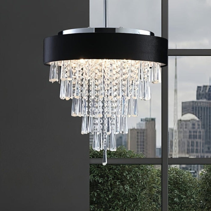 Modern Crystal Chandelier for Living Room, Round Luxury Crystal Chandelier, Tiered Crystal Chandelier on Window-ErisView