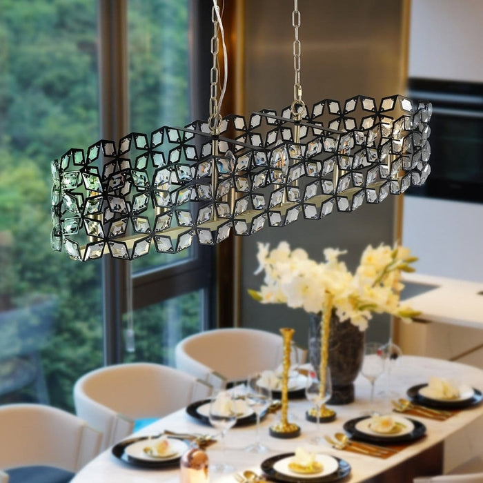 Modern Oval Crystal Chandelier, Crystal Hanging Light Fixture, Luxury Gold Pendant Light for Dining Room-ErisView