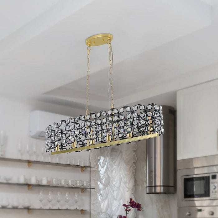 Modern Oval Crystal Chandelier, Crystal Hanging Light Fixture, Luxury Gold Pendant Light for Kitchen Island-ErisView