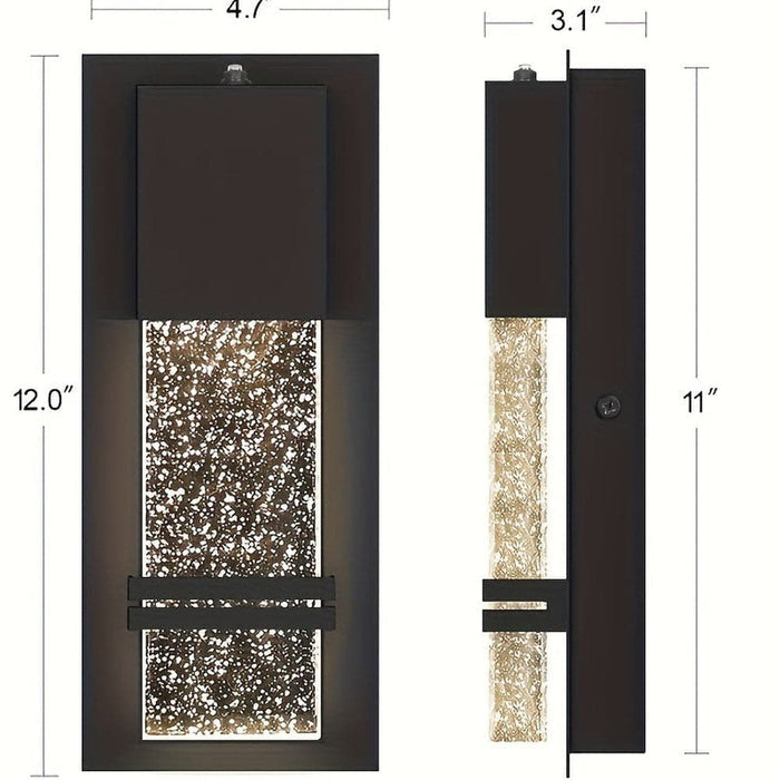 Outdoor Black Waterproof LED Wall Sconce, Outdoor Dusk to Dawn Wall Light Fixture with Glass Diffuser for Porch Patio Garden Hallway Garage Wall-ErisView