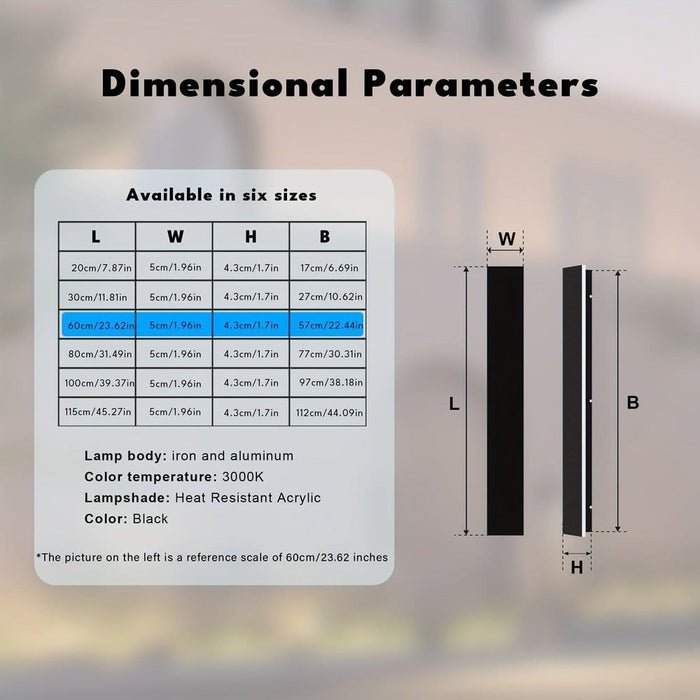 Outdoor Linear Rectangular Wall Light, Waterproof LED Wall Lamp, Modern Black Wall Light for Wall Villas Courtyard Porch ErisView